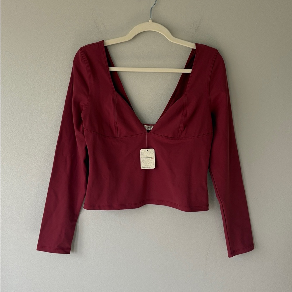 Free People Intimately Duo Corset Long Sleeve Top Earth Red - Picture 3 of 7